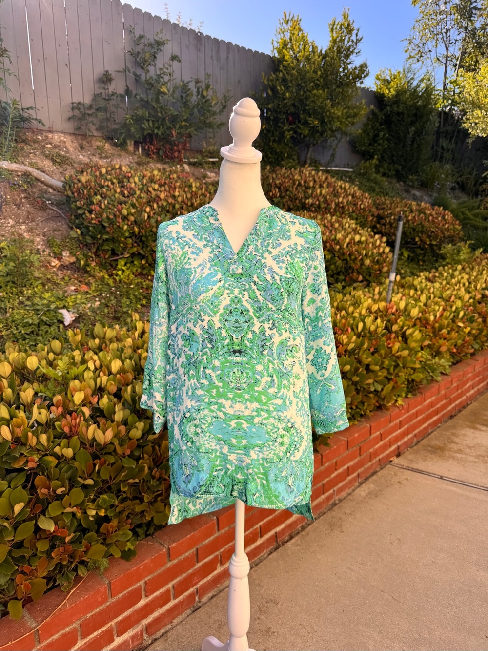 The Limited Green & Aqua Printed Blouse